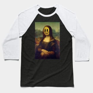 Mona Lisa Smile - Banksy Style Baseball T-Shirt